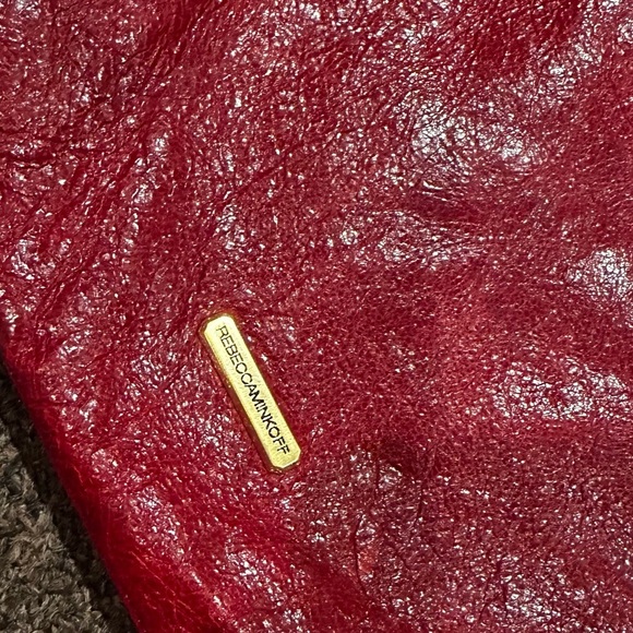 REBECCA MINKOFF Red Multi Zipper Chain strap Studs Shoulder Bag Purse - Picture 4 of 8